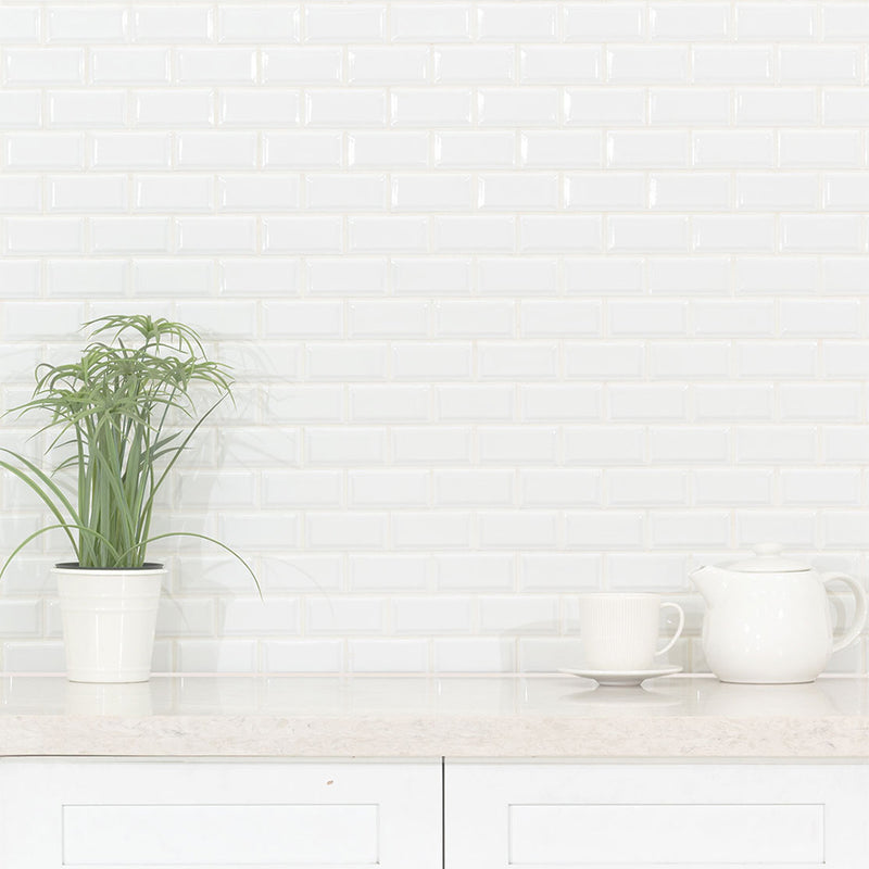 Domino Beveled White, 2" x 4" | Porcelain Kitchen & Bath Tile by MSI