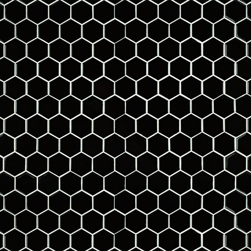 Domino Black, Hexagon Mosaic | Porcelain Kitchen & Bath Tile by MSI