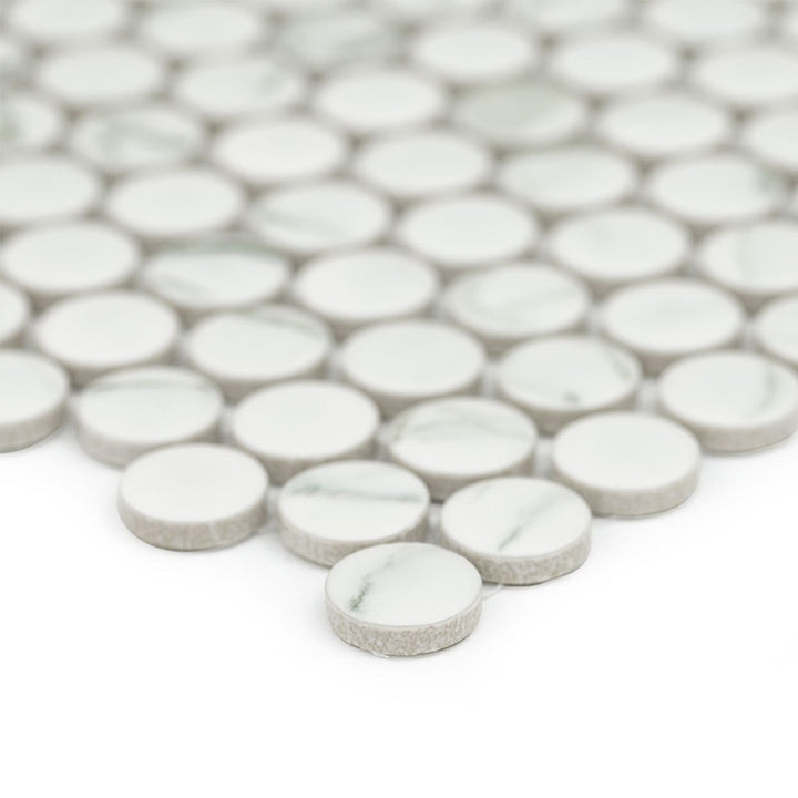 Domino Matte Carrara, Penny Round Mosaic | Porcelain Tile by MSI 