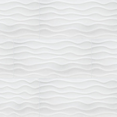 Dymo Wavy White, 12" x 24" Ceramic Tile | Kitchen Backsplash Tile