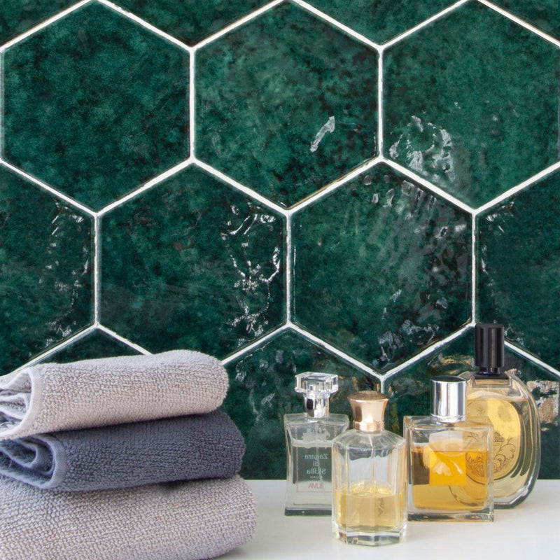 Esamarine Verde, Hexagon Ceramic Tile | Kitchen & Bathroom Tile