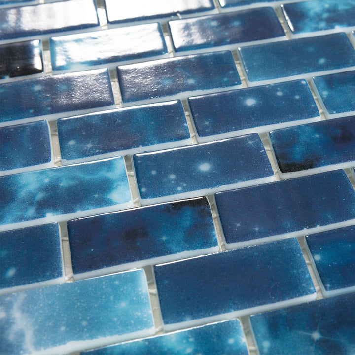 Estelar Blue, 1" x 2" Glass Tile | Mosaic Pool Tile by Vidrepur 