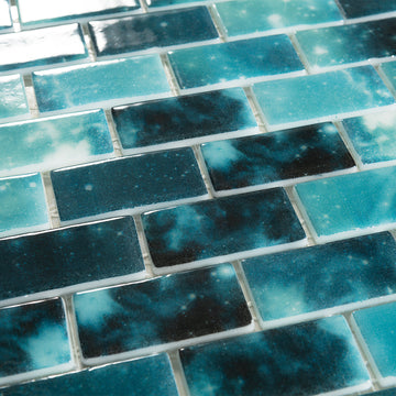 Estelar Green, 1" x 2" Glass Tile | Mosaic Pool Tile by Vidrepur 