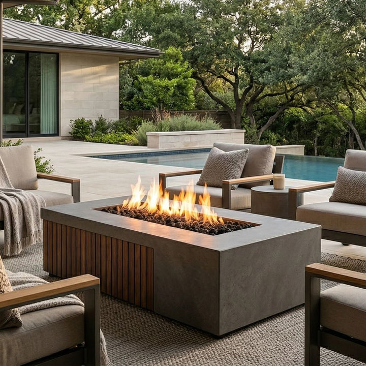 Fairmont Fire Table, Pewter | Outdoor Gas Fire Pit by Prism Hardscapes
