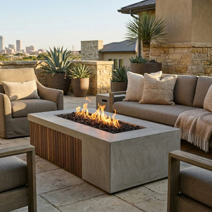 Fairmont Fire Table, Pewter | Outdoor Gas Fire Pit by Prism Hardscapes