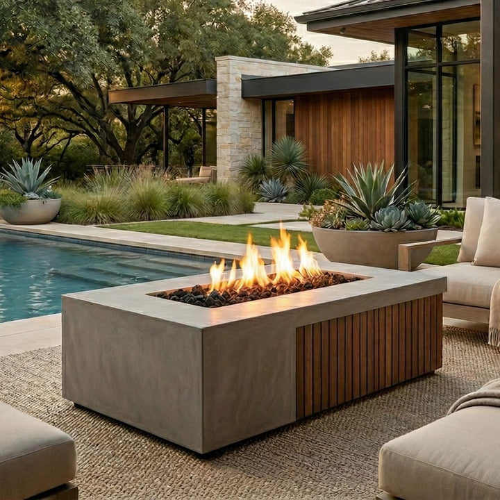 Fairmont Fire Table, Pewter | Outdoor Gas Fire Pit by Prism Hardscapes