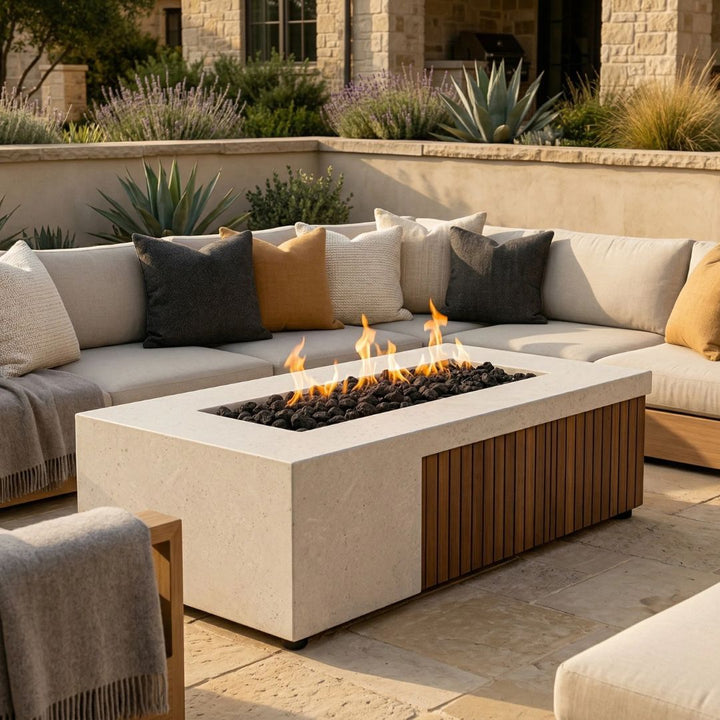 Fairmont Fire Table, Pewter | Outdoor Gas Fire Pit by Prism Hardscapes