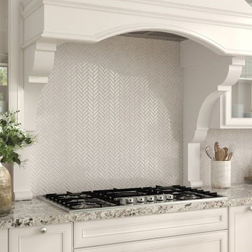 Tilt Pewter, Herringbone | Anthology Ceramic Backsplash Tile