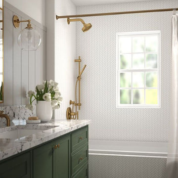 Tilt Plaster, Herringbone | Anthology Ceramic Backsplash Tile