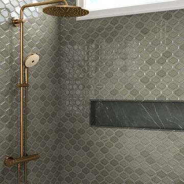 Structure Plains, Diamond Mosaic | Anthology Ceramic Backsplash Tile