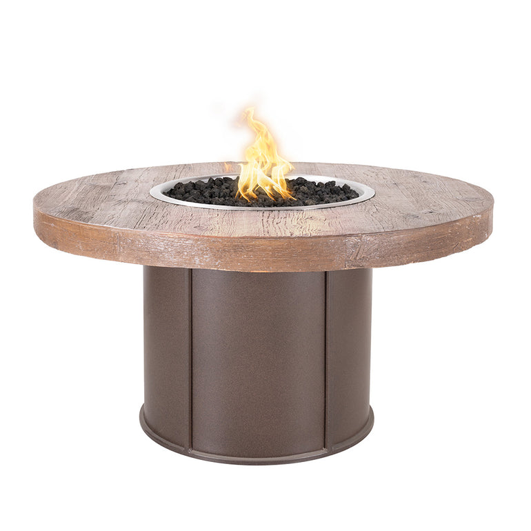 Fresno 43", Wood Grain and Steel Fire Table | The Outdoor Plus - Oak Top with Java Base