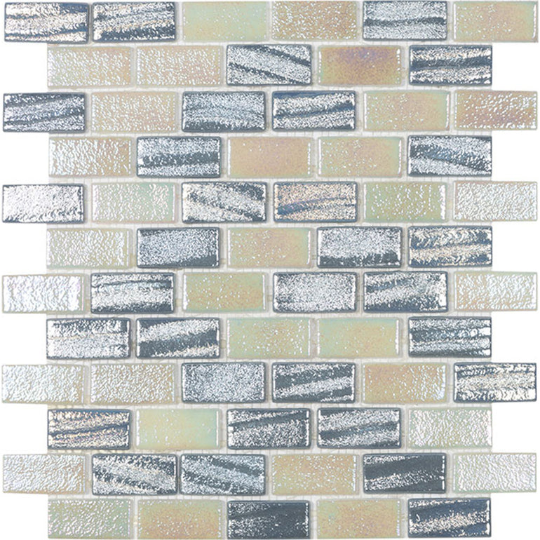 Fusion Silver T, 1" x 2" - Glass Tile