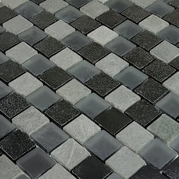 Black Gray Blend, 1" x 1" Mosaic Tile | GL82323K1 | Glass Pool Tile