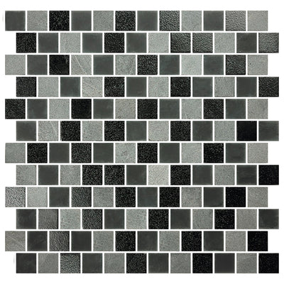 Black Gray Blend, 1" x 1" Mosaic Tile | GL82323K1 | Glass Pool Tile