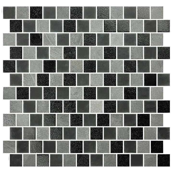 Black Gray Blend, 1" x 1" Mosaic Tile | GL82323K1 | Glass Pool Tile