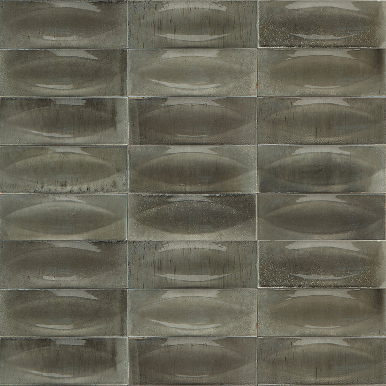 Grigio Glossy, 3" x 8" Eye Deco | EMCGLEEGRIGEYE | Porcelain Tile