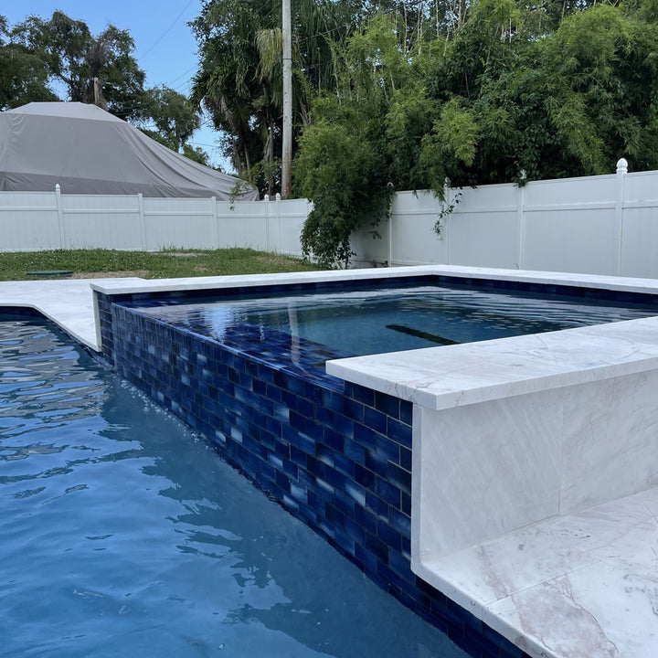 Artistry in Mosaics Frosted Sky, 2" x 4" Glass Subway Tile | GS84896B3 | AquaBlu Mosaics