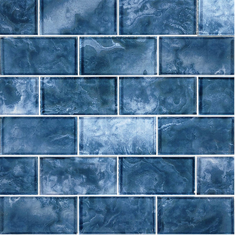 Gunmetal Blue, 2" x 4" Subway Tile | GS84896B8 | Glass Pool Tile