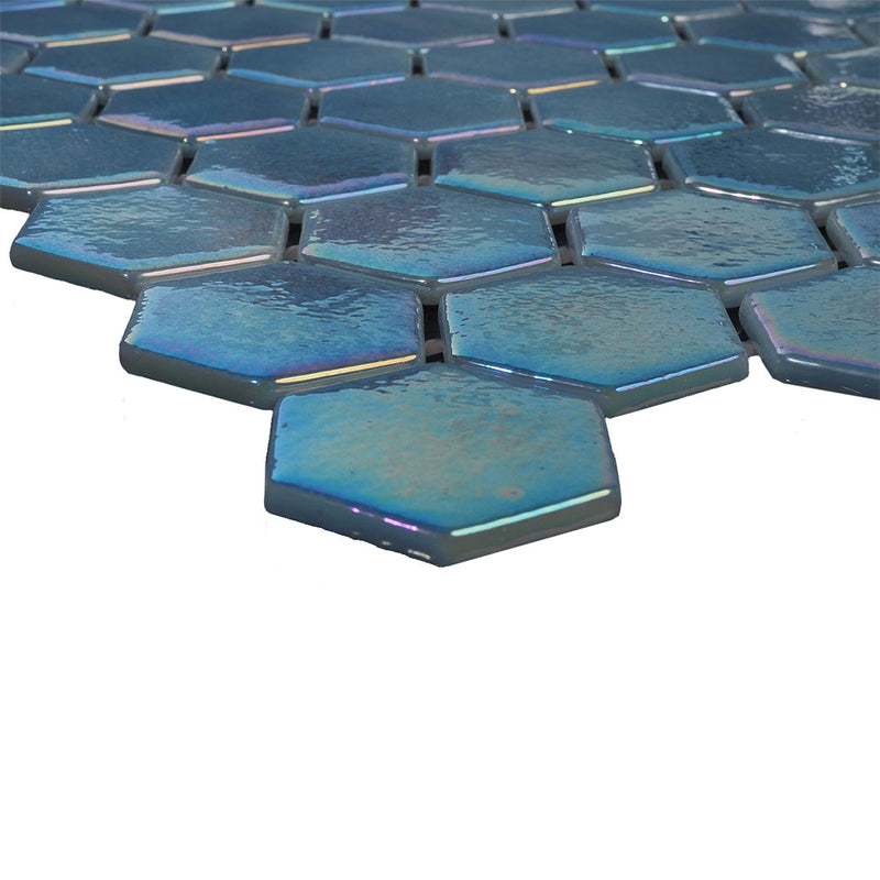 Coastline, Hexagon Mosaic Glass Tile | Pool, Spa, and Kitchen Tile
