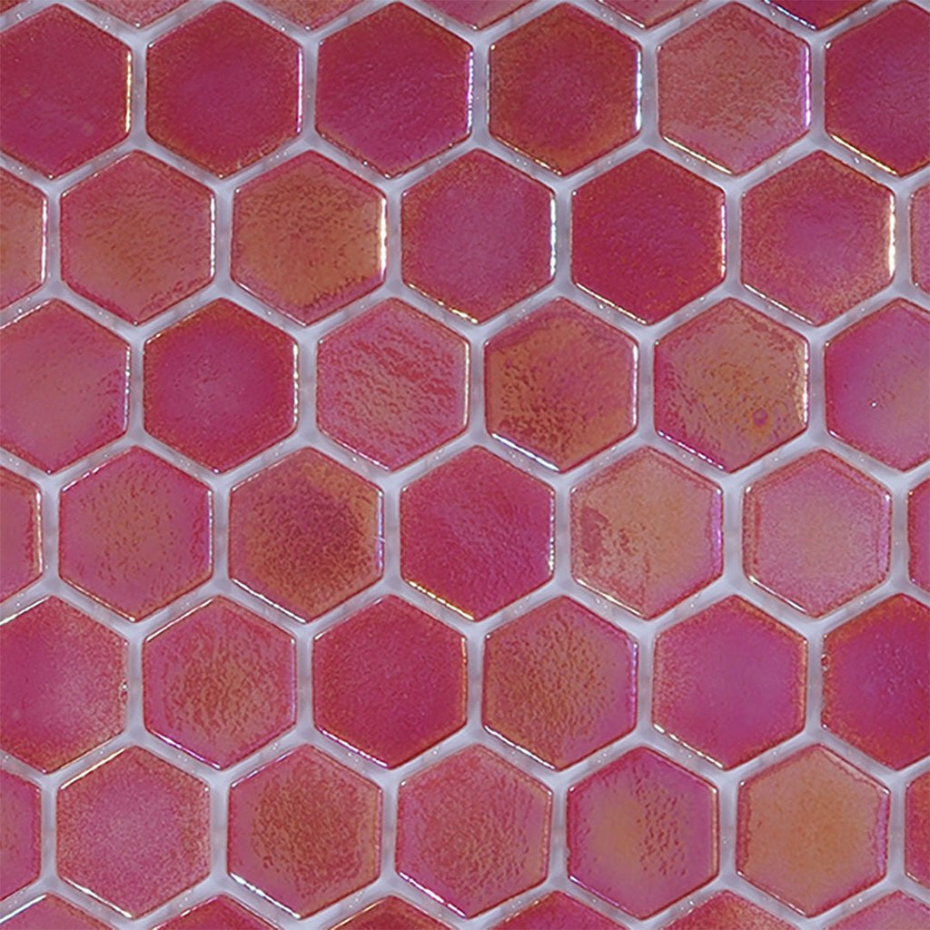 Crimson Reef, Hexagon Mosaic Glass Tile | Pool, Spa, & Kitchen Tile