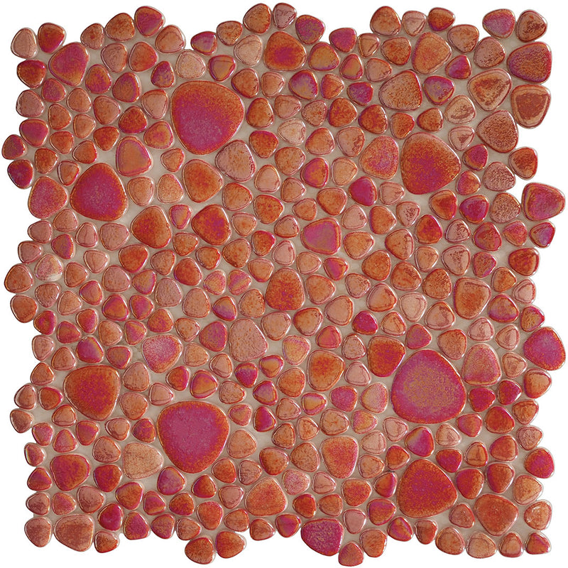 Crimson Reef, Mixed Pebble Glass Tile | Pool, Spa, & Kitchen Tile