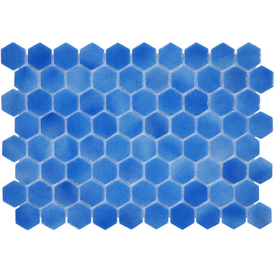 Indigo Ebb, Hexagon Mosaic Glass Tile | Pool, Spa, & Kitchen Tile