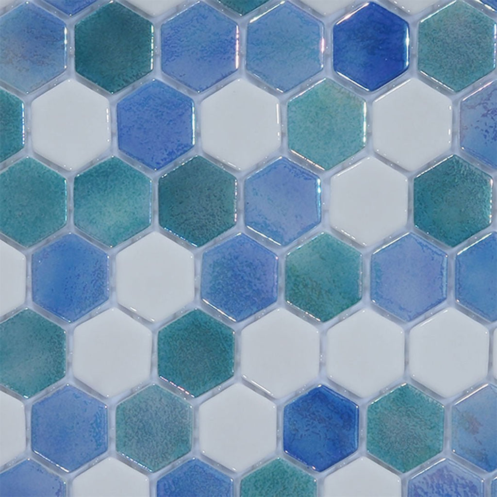 Island, Hexagon Mosaic Glass Tile | Pool, Spa, & Bathroom Tile