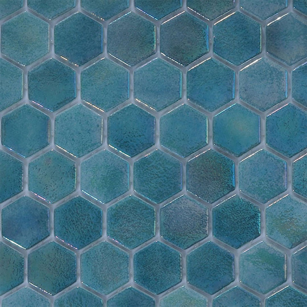 Pacific Mist, Hexagon Mosaic Glass Tile | Pool, Spa, & Kitchen Tile