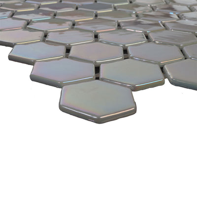 Pearl Tide, Hexagon Mosaic Glass Tile | Pool, Spa, & Kitchen Tile