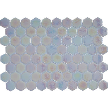 Pearl Tide, Hexagon Mosaic Glass Tile | Pool, Spa, & Kitchen Tile