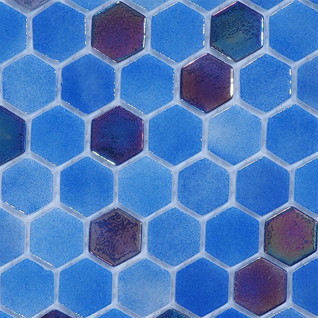 Sapphire Splash, Hexagon Glass Tile | Pool, Spa, & Kitchen Tile