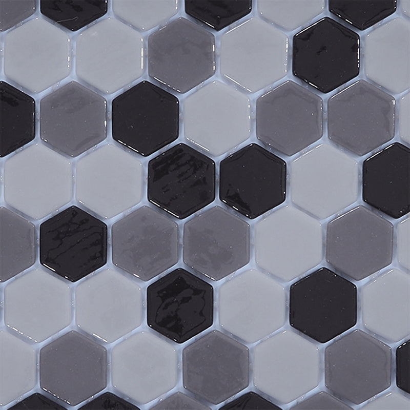Stormy Seas, Hexagon Mosaic Glass Tile | Pool, Spa, & Kitchen Tile