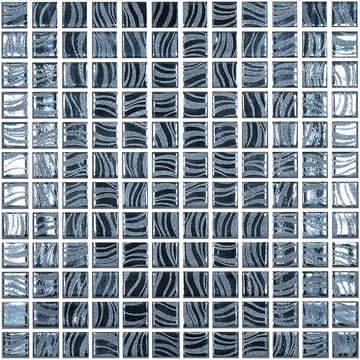 Glitter Black, 1" x 1" Glass Tile | Mosaic Pool Tile by Vidrepur 