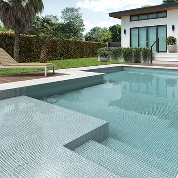 Glitter Grey, 1" x 1" Glass Tile | Mosaic Pool Tile by Vidrepur 