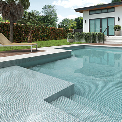 Glitter Grey, 1" x 1" Glass Tile | Mosaic Pool Tile by Vidrepur 