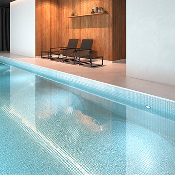 Glitter Sky, 1" x 1" Glass Tile | Mosaic Pool Tile by Vidrepur 
