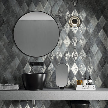 Glossy Grigio, Rhomboid Porcelain Tile | CIRFUORGRIGPORH | IWT Tesoro