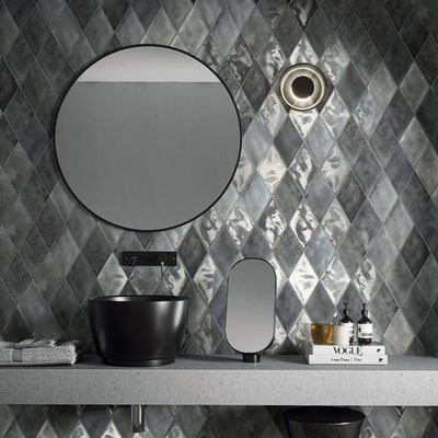 Glossy Grigio, Rhomboid Porcelain Tile | CIRFUORGRIGPORH | IWT Tesoro