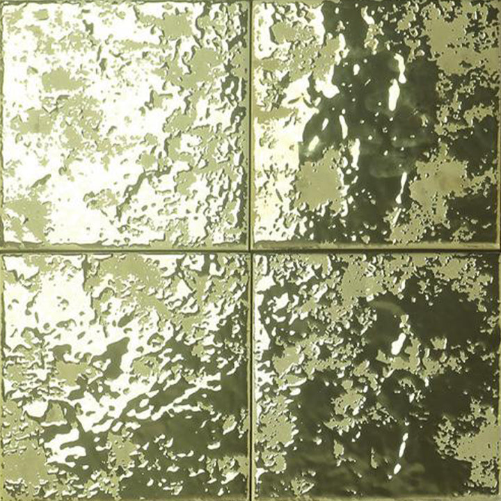 Golden Stone Glossy, 6" x 6" Porcelain Tile | Metallic Pool Tile