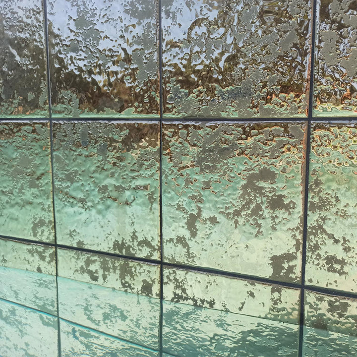 Golden Stone Glossy, 6" x 6" Porcelain Tile | Metallic Pool Tile