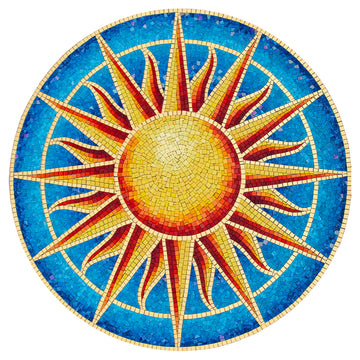 Golden Sun Medallion Pool Mosaic | Glass Pool Tile Designs
