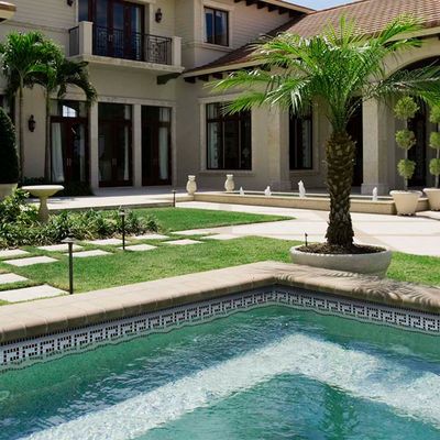 Black White 5/8" x 5/8" Glass Pool Tile | GK858K10 | Greek Key Series