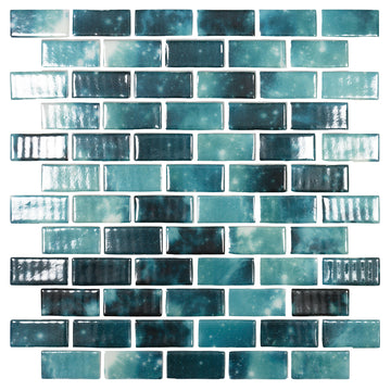 Estelar Green, 1" x 2" Glass Tile | Mosaic Pool Tile by Vidrepur 