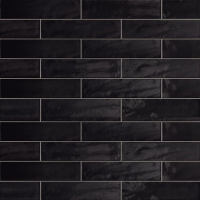 Harborside Jet Black, 3" x 12" Porcelain Tile | Wall & Pool Waterline Tile