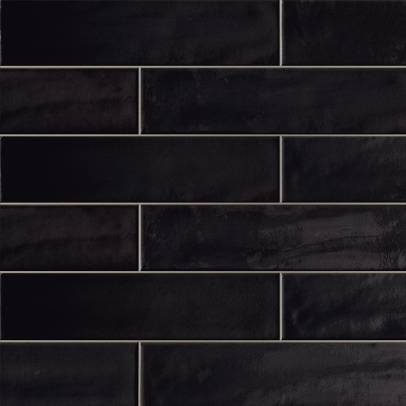 Harborside Jet Black, 6" x 24" Porcelain Tile | Wall & Pool Waterline Tile
