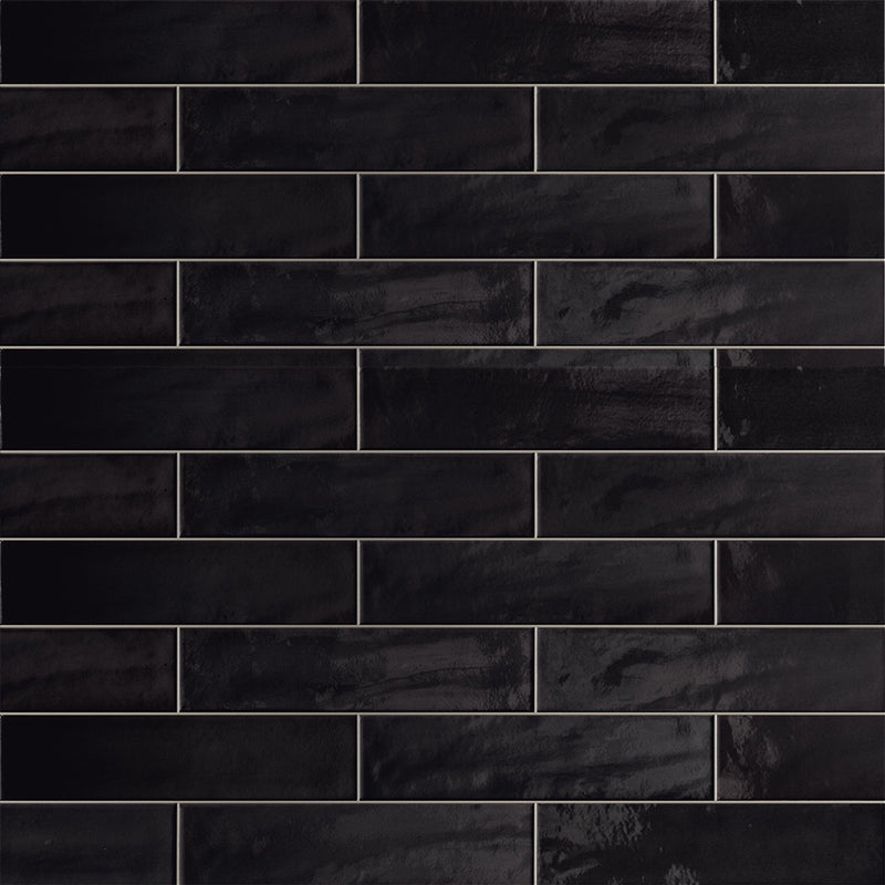Harborside Jet Black, 6" x 24" Porcelain Tile | Wall & Pool Waterline Tile