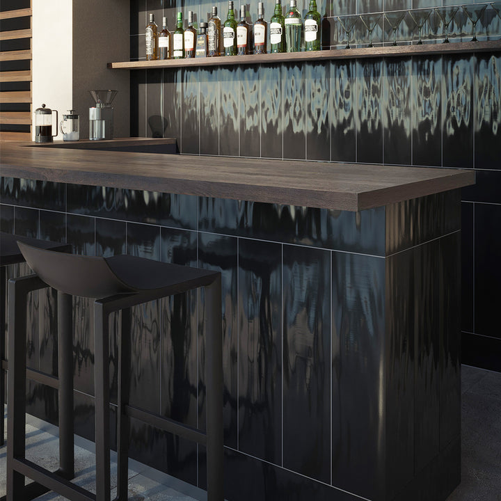 Harborside Jet Black, 6" x 24" Porcelain Tile | Wall & Pool Waterline Tile