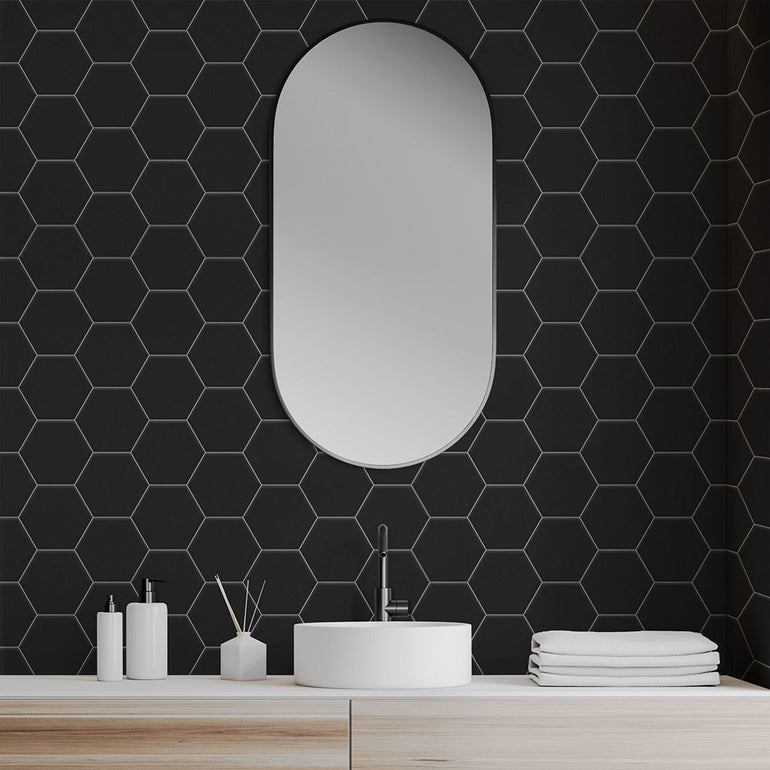 Basic Black, Hexagon Porcelain Tile | Floor & Wall Tile by IWT Tesoro