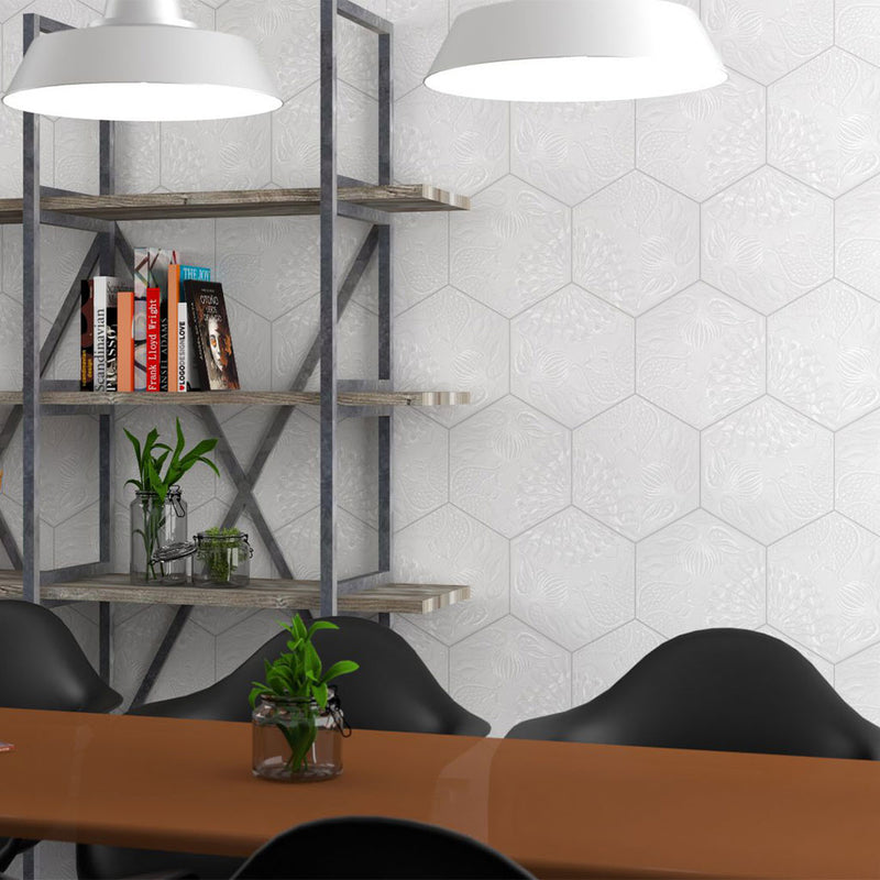 Lux White, Hexagon Porcelain Tile | CODGAUDLWHHX | IWT Tesoro