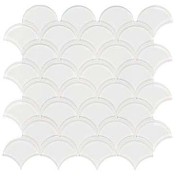 Ice, Scallop Glass Tile | Tesoro Backsplash & Wall Tile